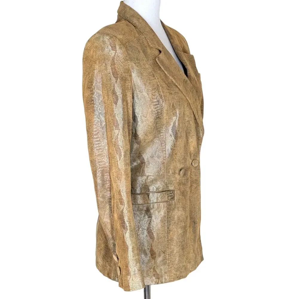 Vintage Caché Suede Tan Leather Snakeskin Jacket Blazer Lined Size 4 Western